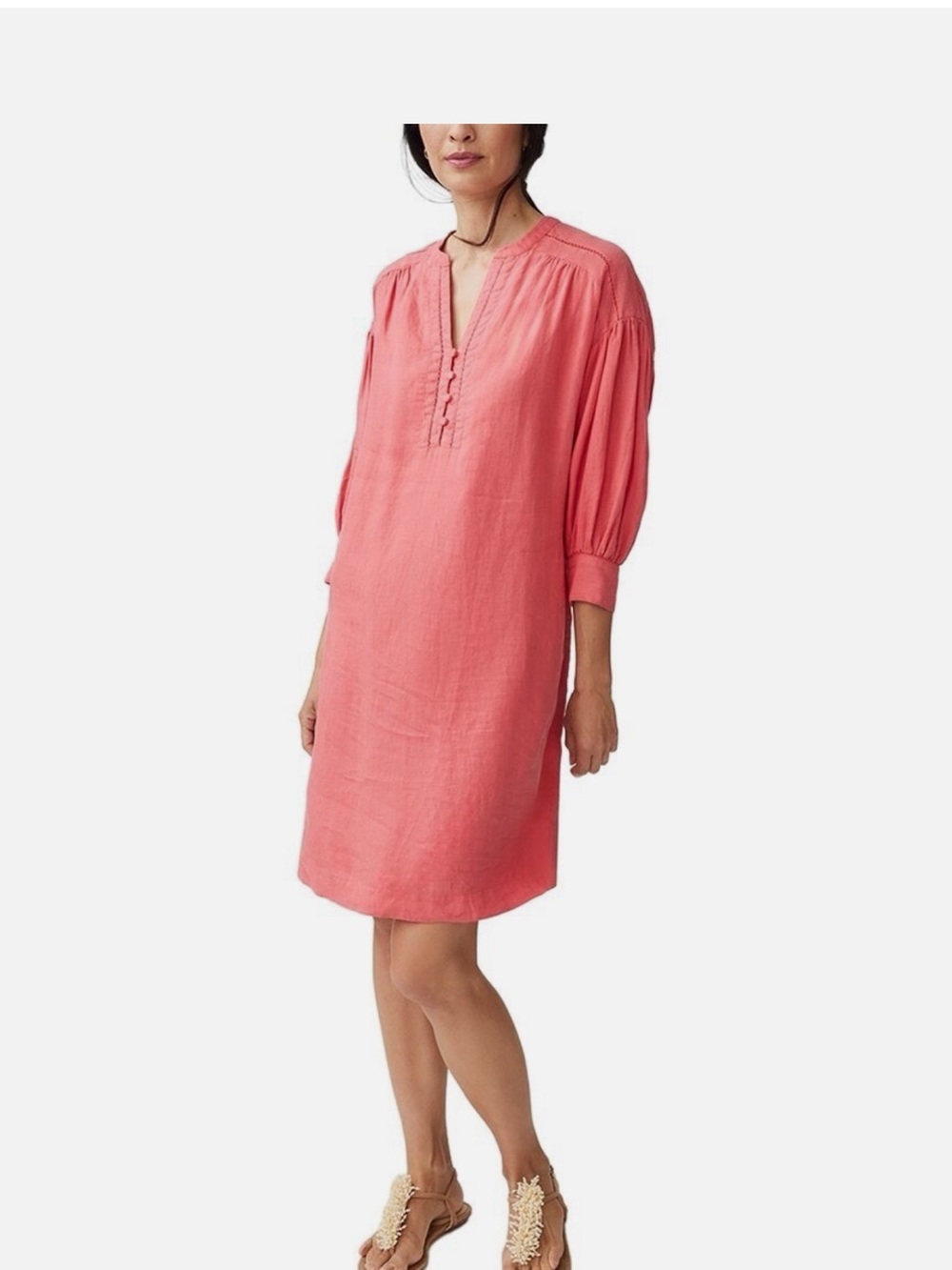 J. McLaughlin Coral Puff-Sleeve dress NWOT
